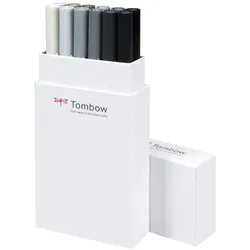 Tombow Dual-Fasermaler ABT mit Rundspitze/Pinselspitze Wasserbasis Grautöne VE=36x12 Stück