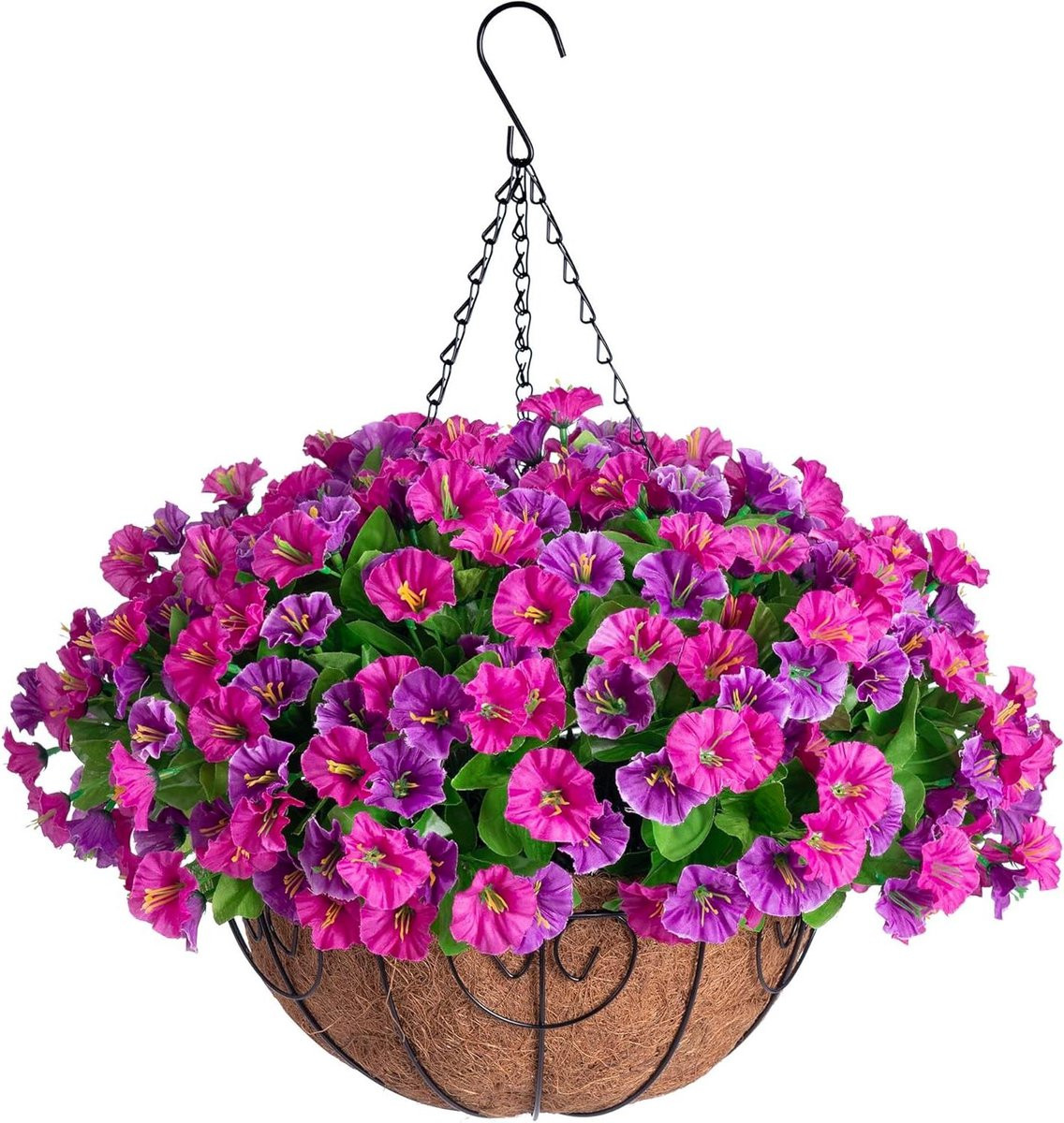 Hangende Bloemenmand met Kunstplant Decoratie in Lotus Fuchsia, 30 cm