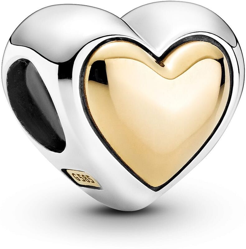 Charm Pandora Cœur Doré Arrondi Bicolore Femme