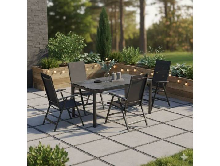 Kettler Legato Curve Gartenmöbel-Set M (4 Plätze) mit OUTLIV. Tisch 160x90cm Dunkelgrau