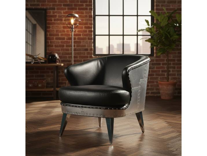Fauteuil Aviateur Vegas en Cuir - Noir
