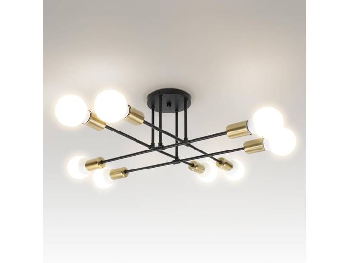JOYINLED Suspension Vintage 8 Tuyaux, Lustre Rétro en Fer, Luminaire Classique pour Salon et Salle à Manger, Décoration Intérieure