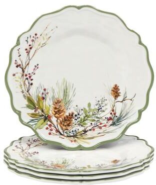 "Certified International Winters Forest 9"" Melamine Salad/Dessert Plates, Set of 4 - 9"" Diameter"