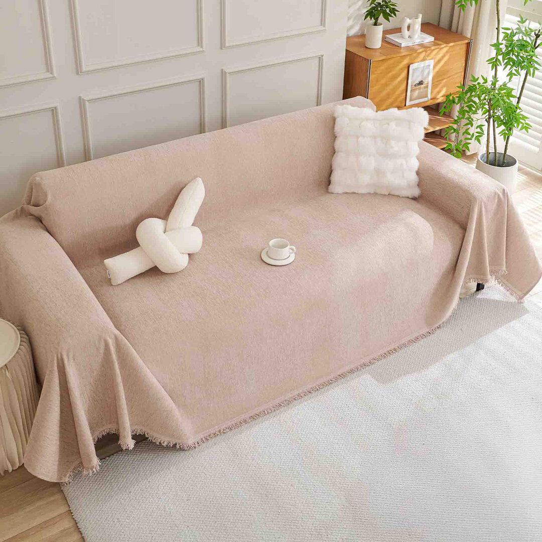 Ebern Designs Sofa Slipcover Khaki 380cm H X 180cm W