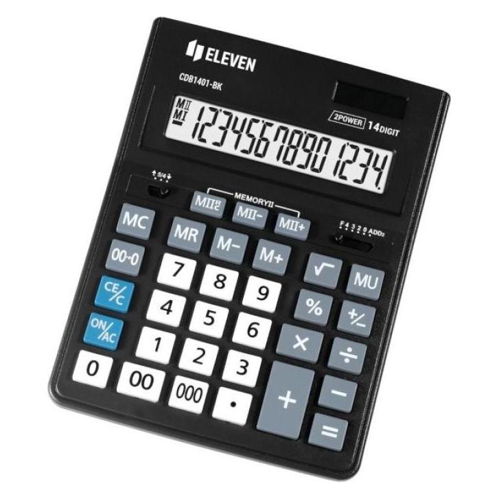 Eleven Taschenrechner CDB1401-BK (Batteriebetrieb, Solarenergie) (Eleven CDB1401-BK)