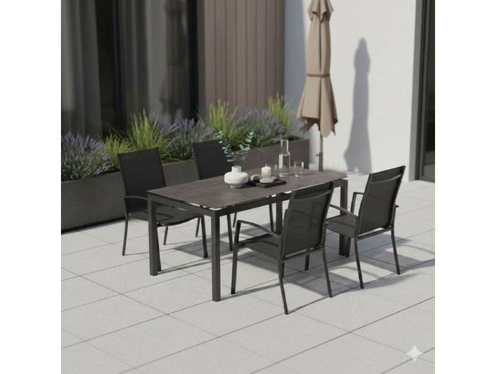 Kettler Legato Curve Gartenmöbel-Set M (4 Plätze) Tisch 160x90cm