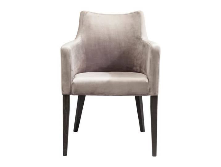 Chaise avec accoudoirs Mode pieds noirs velours gris Kare Design
