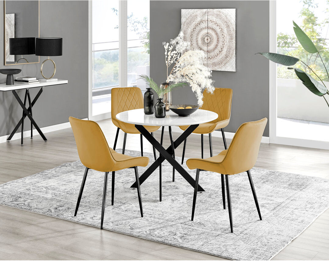 Canora Grey Eubanks 4 -Person Dining Set Mustard/Black 4