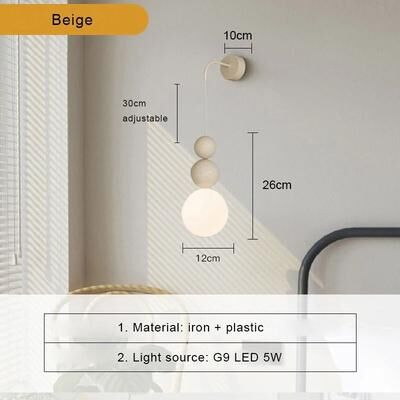 Uplift Picks Nordic Cream Style Wall Lamp Modern LED Bedside Light beige cool White(5500 7000k)