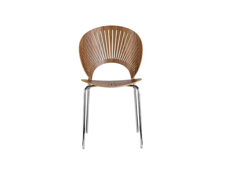 Fredericia Furniture Trinidad 3398 Stuhl Klarlackiertes Walnuss-Bein Chrom