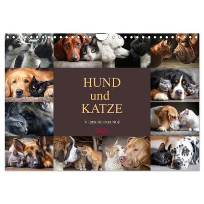 Hund und Katze - Tierische Freunde (Wandkalender 2026 DIN A4 quer), CALVENDO Monatskalender