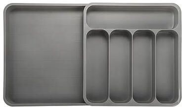 Inspire Curations Expandable Cutlery Drawer Organizer Adjustable Kitchen Utensil Tray With 6 Compartments gray
