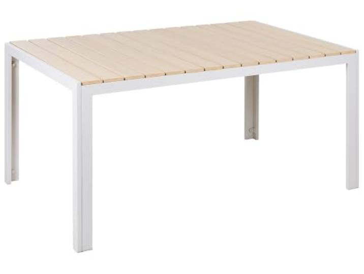 Gartentisch 150 x 90 cm für 6 Personen Aluminium weiß Kunstholz beige Como