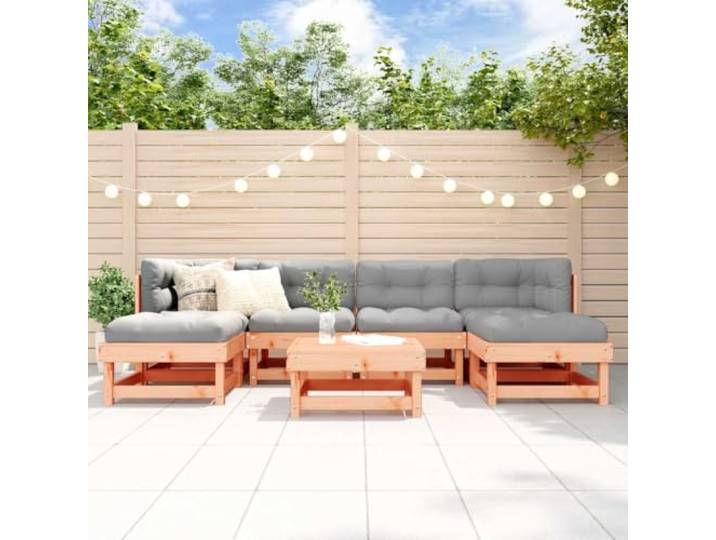 WDGJJFECNMUEHI Bois Douglas massif Design à Lattes terrasse Brun 59.88 Salon de jardin 7 pieces bois massif douglas exterieur modulable avec canapes et repose-pieds pour terrasse patio, lounge