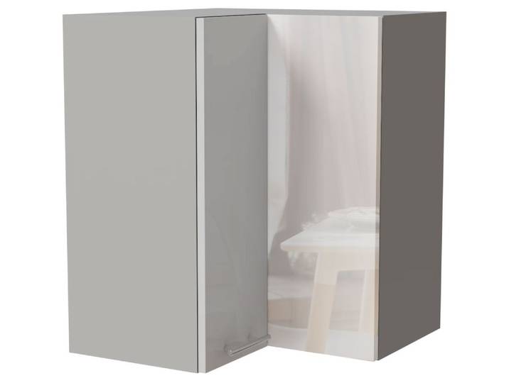 Feldmann-Wohnen Eckhängeschrank Essen (W12/60, 2-türig, 2 Einlegeböden, 1-St., moderne Optik, lackierte Fronten) 60x60x72cm grau - weiß Hochglanz (ES-W12/60)