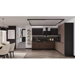 Winkelküche MONZA + SIENA 280x270 cm Küchenzeile Eckküche Küche Nußbaum Schwarz