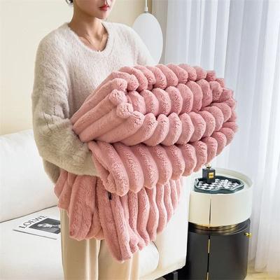 Uplift Picks Faux Rabbit Fur Throw Blanket Soft Fluffy Sofa Blanket pink 1x1.5m (kids Size)