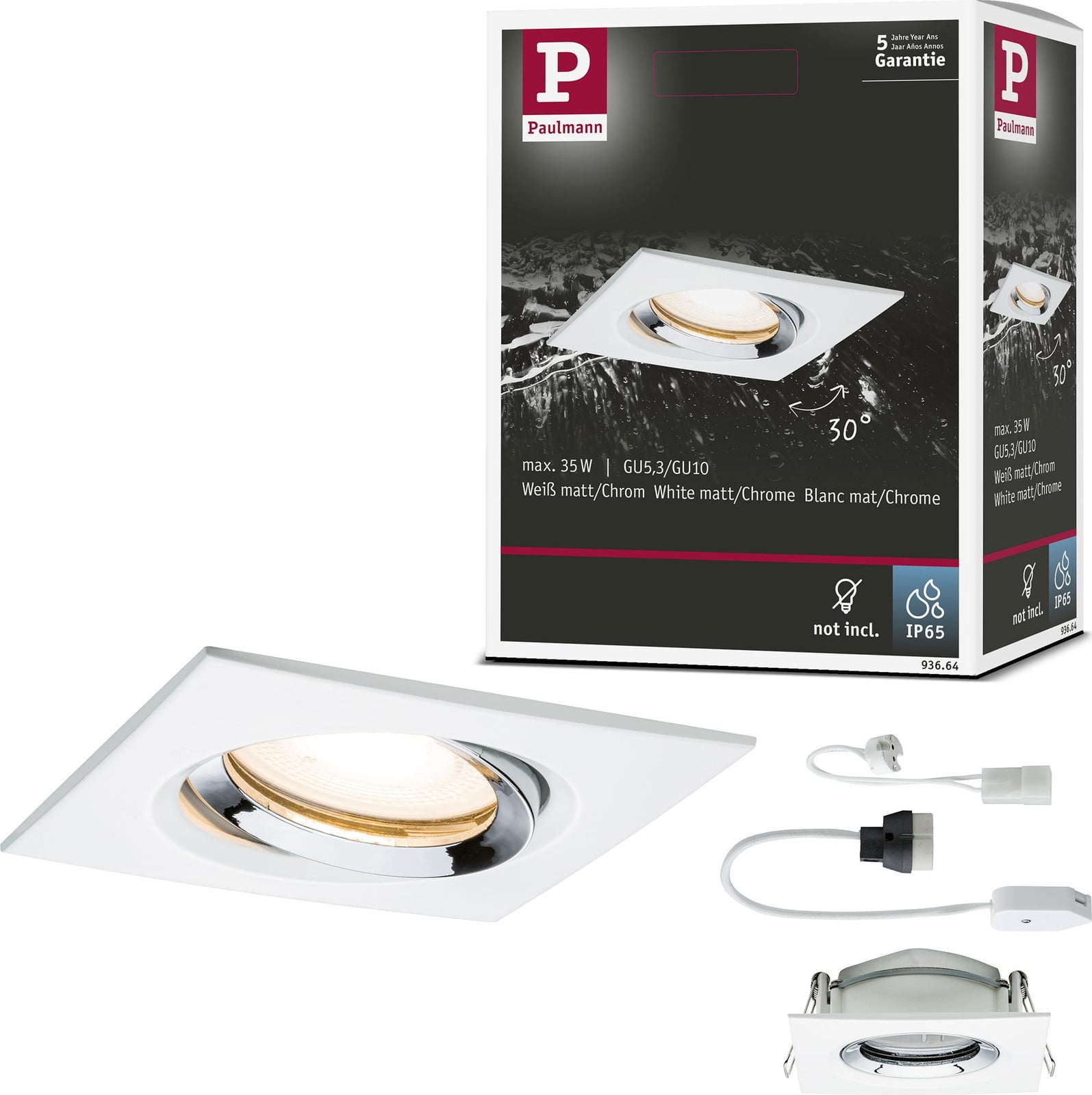 Paulmann Nova Plus vierkante inbouwspot, kantelbaar