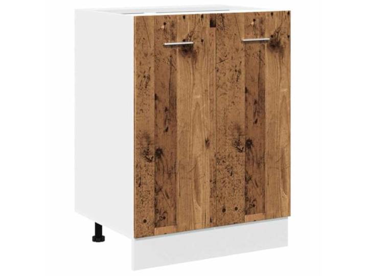 HKTMGDNG Küchen-Unterschrank Lyon Altholz-Optik 60x46x81,5 cm Holzwerkstoff Stilvoller Beistellschrank für Küche und Vorratskammer: Bietet zwei geschlossene Fächer für Teller, Töpfe und Geschirr.