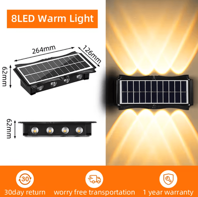 Inspire Curations Solar Up & Down Waterproof Wall Lamp Warm White Garden & Balcony Light warm Light 8led 3pcs