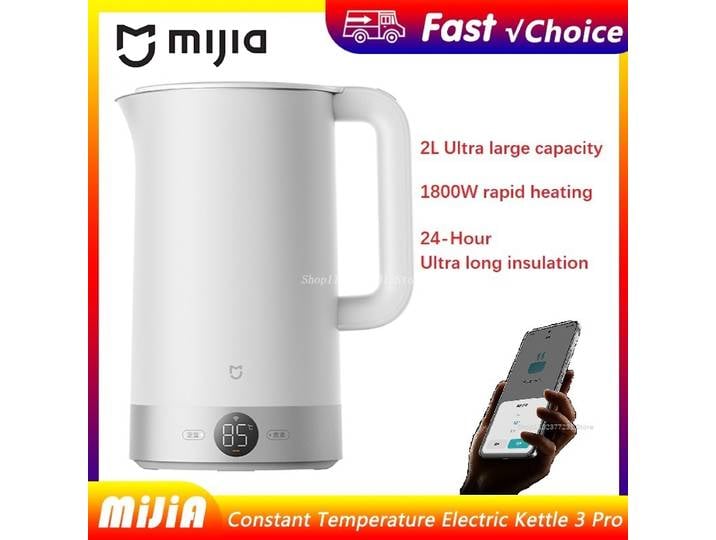 Nouvelle bouilloire électrique à température constante Mijia 3 Pro, isolation 24h, acier inoxydable 316L, chauffage rapide 1800W, 2L, application MiHome