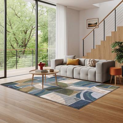 Style Haven Tobias Modern Color Block Blue/ Green Area Rug