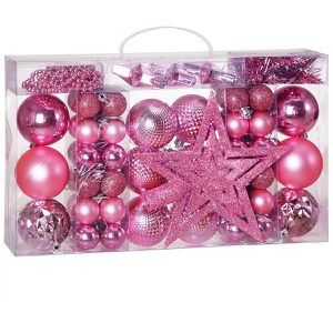 Deuba Weihnachtskugeln 107512, rosa, Kunststoff, Set mit 66 Teilen