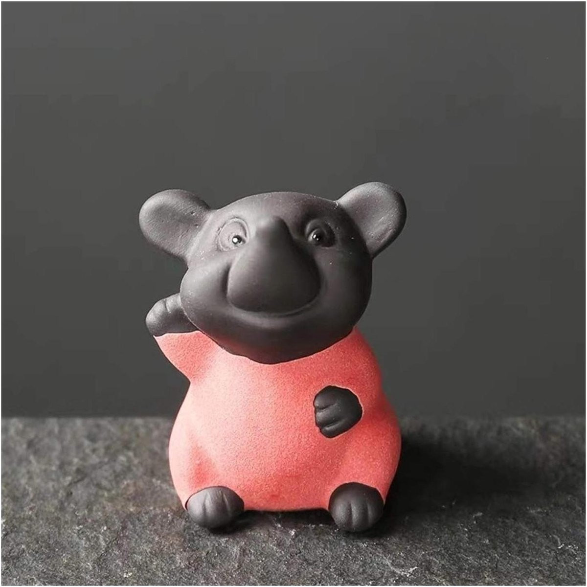 Paars Kleine Muis Beeldje - Uniek Denker Ornament voor Woondecoratie - 5 x 4,1 cm