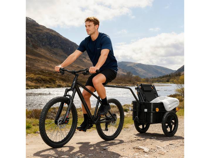 HOMCOM Remorque Vélo 40kg Acier Rouge Noir Toile Oxford