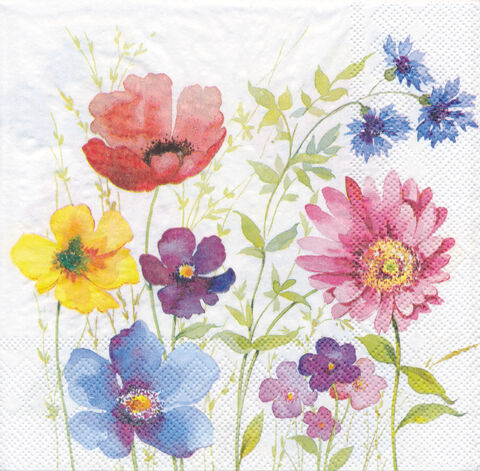 Papierservietten "Aquarellblumen", 33 x 33 cm, 20 Stück