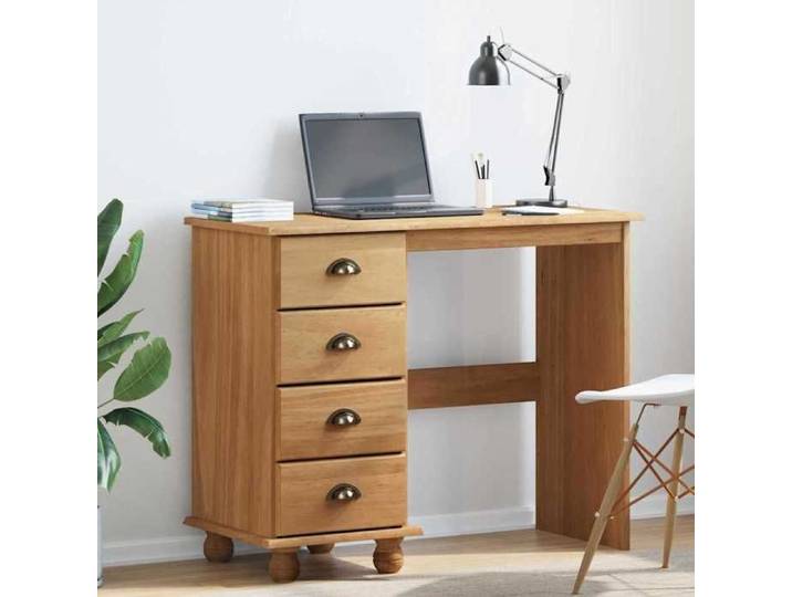 Automne/hiver  Marron Bureau ASKIM Marron 95x40x75cm - bois massif en pin - Hauteur:75cm DEC6315277