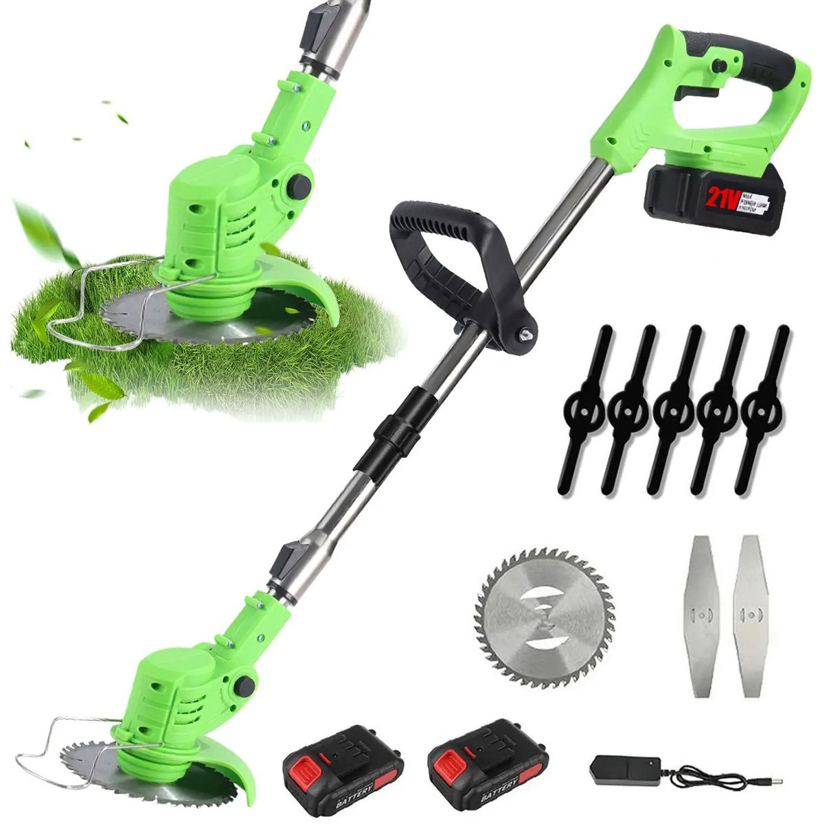 Boleen Elektrische Grasmaaier en Grastrimmer met Accu, Groen