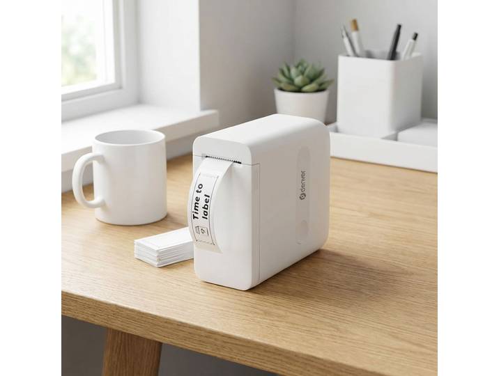 Mobiler Mini Bluetooth Thermodrucker, AiYin-App, inkl. 4 Rollen, weiss