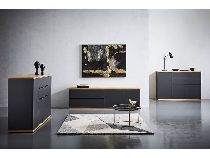 Enfilade - 139 cm 139 x 93 x 42cm Gris/Imitation chêne Artisan/Anthracite