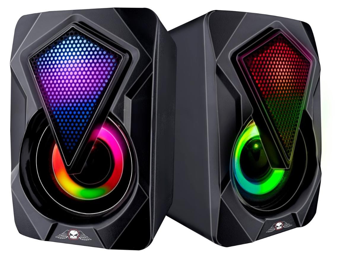No Fear Speakerset - 2 stuks - Lichtgevend - Bluetooth en Aux - Zwart