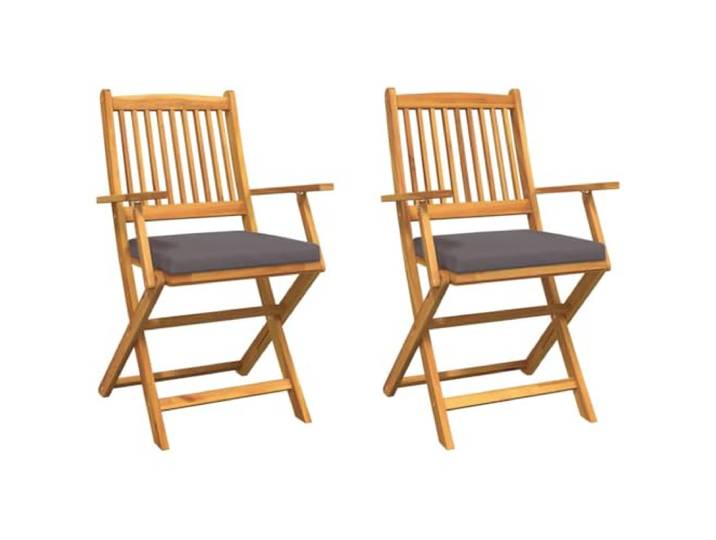 KTHLBRH Klappstuhl 2 Stück Braun Massivholz Akazienholz Massives Akazienholz, Kissen für den Außenbereich aus Polyester, solide Beine, rechteckiges Design, Klappfunktion