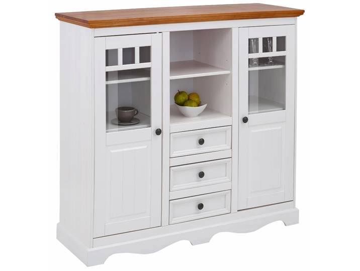 Highboard GOODPRODUCT Melissa , gelb (weiß, honigfarben), Sideboards, Highboard, Vitrine, Breite 132 cm