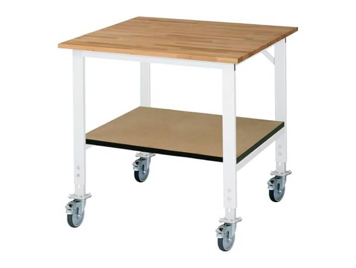 RAU Arbeitsplatz mit Ablage Mobile Tischplatte aus Buche Dicke 25 mm B x T 1000 x 1000 mm