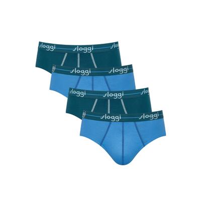 Slip SLOGGI "Slip Start midi C4P box 4er Pack", Herren, Gr. M, blau, Obermaterial: 96% Baumwolle CO. 4% Elasthan EL., Unterhosen Slip