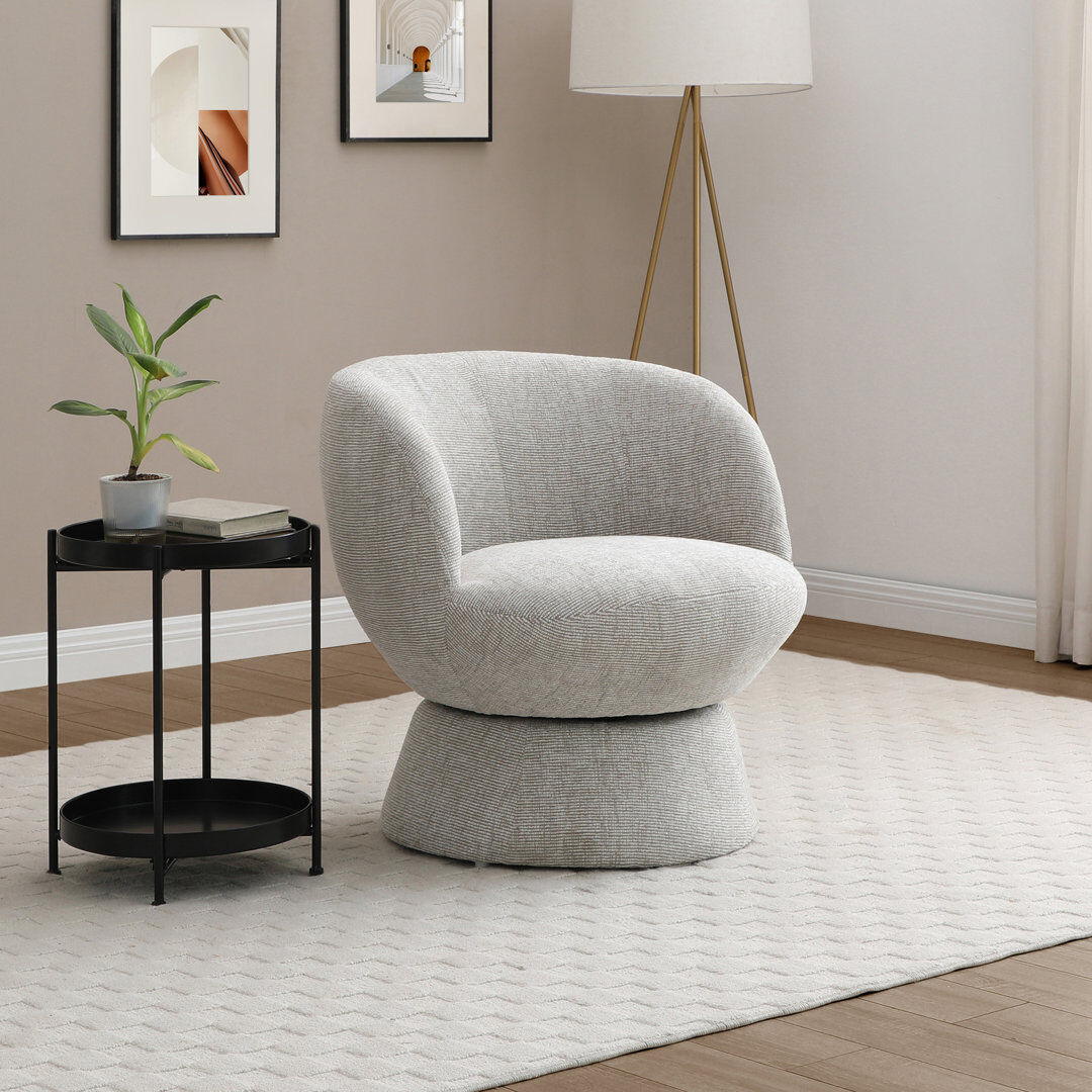 Metro Danvers Chenille Swivel Chair Cream 71cm H X 67cm W X 68cm D