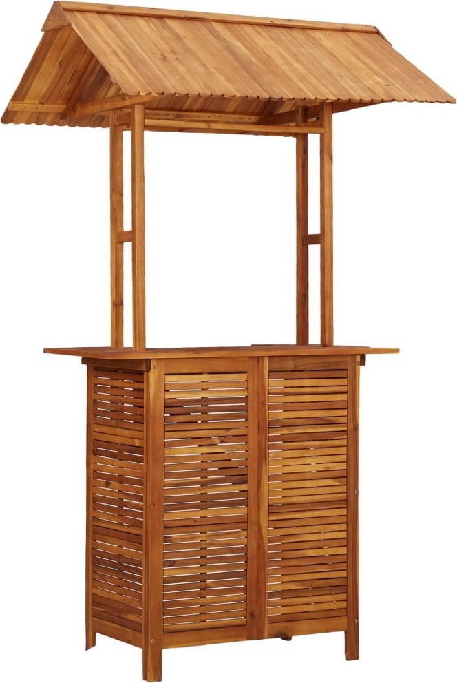 Outdoor-Bartisch mit Dach 113x106x217 cm Akazie Massivholz