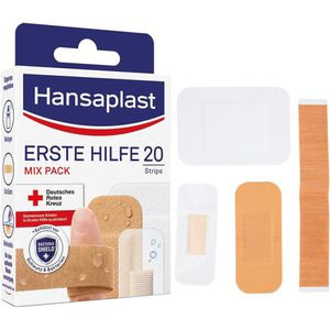 Hansaplast Pflaster Pflaster Erste Hilfe 20 Strips, wasserdicht, wasserfest, sensitiv, 4 Größen