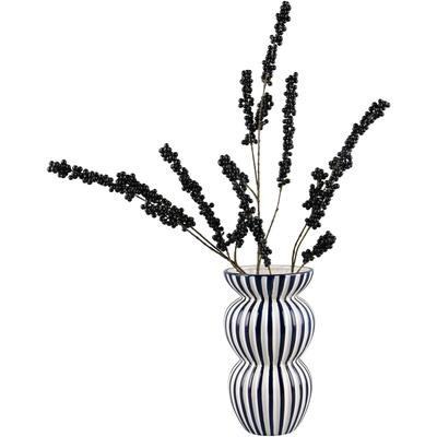 Dekovase MIRRORS AND MORE "SAVANNA", blau, B:16cm H:28cm, Keramik, Vasen, Dekovase mit Streifen