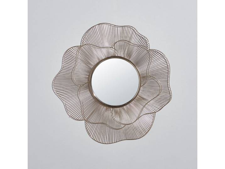 Runder Blumenspiegel aus goldfarbenem Stahldraht, 83x80
