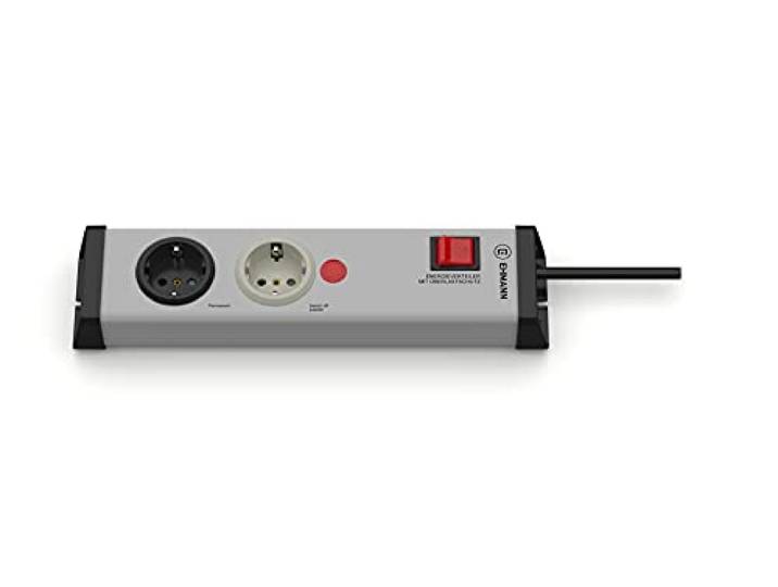 EHMANN 0218x00022301 Stopcontact voor wasmachine en droger – stroomverdeler met overbelastingsbeveiliging, automatische prioritering, voorkomt het doorslaan van zekeringen, Made in Germany