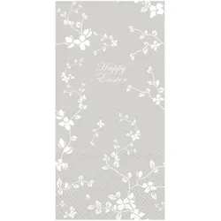 Chic Antique Längliche Serviette mit Blumen Happy Easter, L20/B10 cm, franz. grau