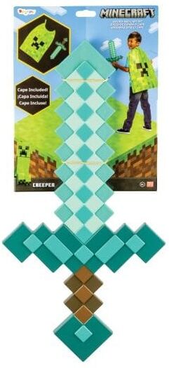 Minecraft Sword ; Cape Set - Official Minecraft Cosplay Kit - Satin Cape and Diamond Sword Prop - 20.25 in