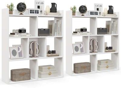 1/2PCS Living Room 7-cube Bookcase Open Storage Shelf White