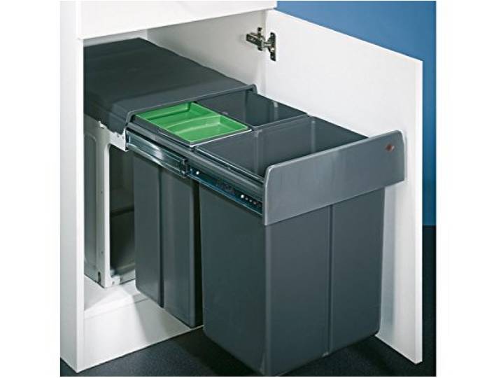 Abfallsorter BIO TRIO MAXI 40 DT inkl. Biodeckel / ab 40 cm Schrankbreite / Abfalleimer / Abfallsammler / Mülleimer