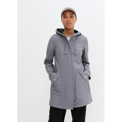 Softshelljacke BONPRIX, Damen, Gr. 52, grau (rauchgrau meliert), Obermaterial: 92% Polyester, 8% Elasthan, gerade, Jacken Softshelljacke, sportlicher Stil, gerade Passform, mit Zwei-Wege-Reißverschluss
